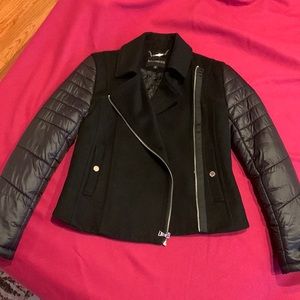 Express moto jacket women combo nylon and wool blend